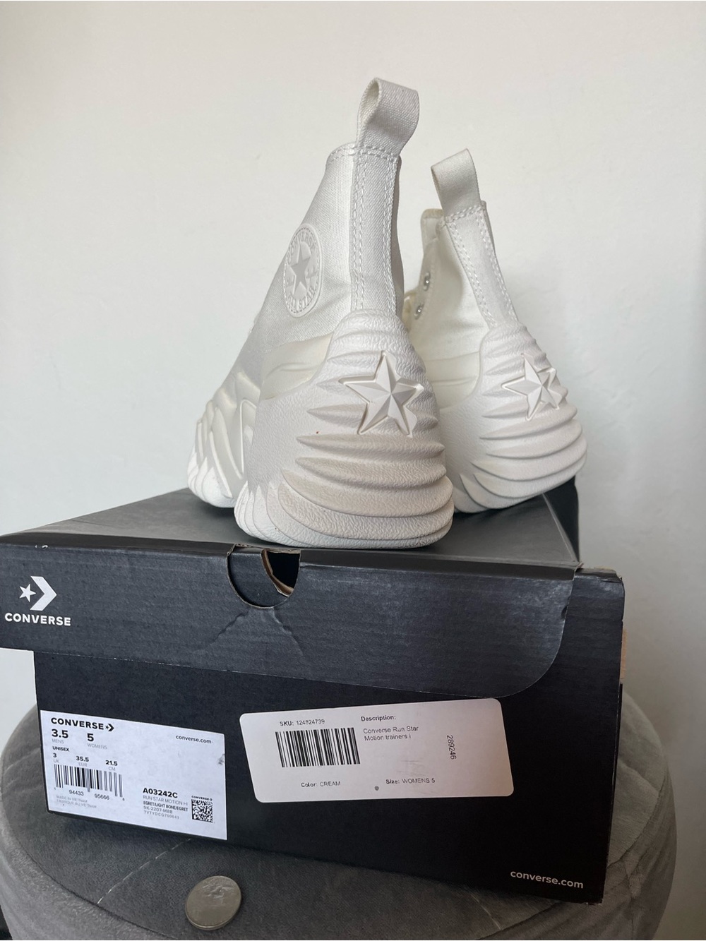 Converse Run Star Hike High-Top Sneakers in Off-White/Cream - Picture 4 of 10